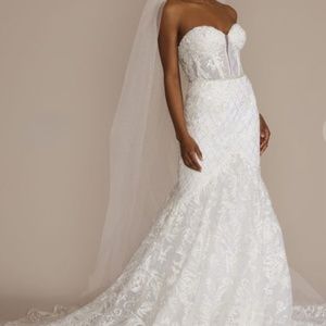 GALINA SIGNATURE beaded brocade embellished mermaid wedding dress